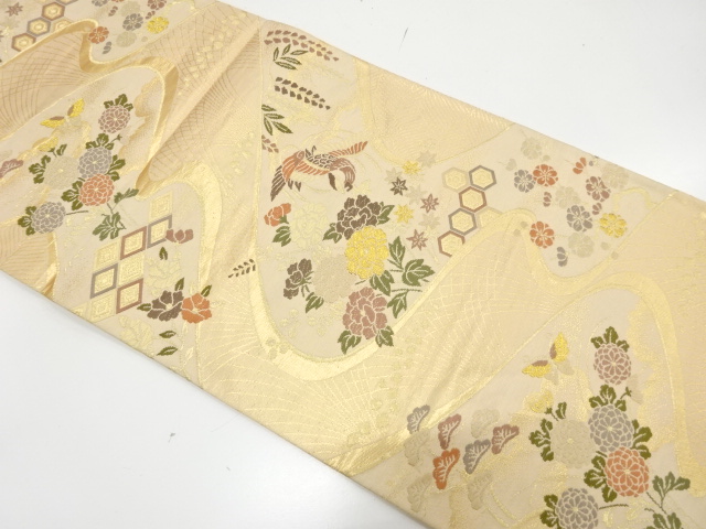 JAPANESE FUKURO OBI / WOVEN FLOWER CLASSICAL PATTERN